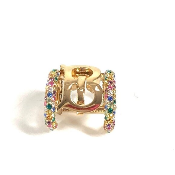 BURBERRY Logo Rhinestone Ear Cuff Accessories TB logo rainbow Earrings - Picture 1 of 15